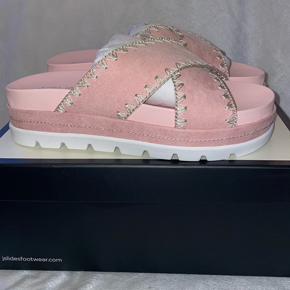 NWT J/SLIDES BAE Pink Faux Suede Sandal - Picture 9 of 14